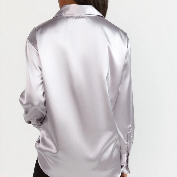 New York & Company Silver Button Down Blouse - Picture 2 of 3